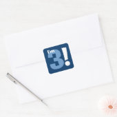 3e verjaardag Aangepaste naam marine en Baby Blue Vierkante Sticker (Envelop)