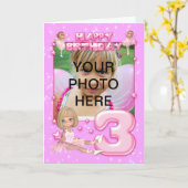 3e verjaardag aanpasbare foto verjaardagskaart kaart (Gele Bloem)