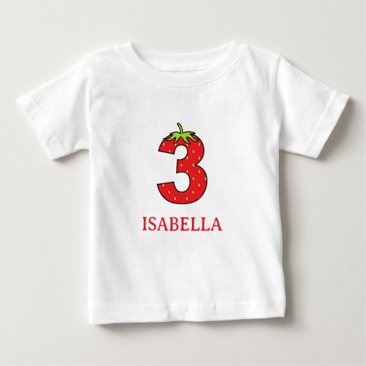 3e verjaardag aardbeienthema Feestje (Voorkant)