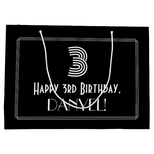 3e verjaardag — Art Deco Geïnspireerde look "3" en Groot Cadeauzakje (Achterkant)