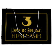 3e verjaardag — Art Deco Geïnspireerde look "3" en Groot Cadeauzakje (Achterkant)