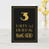 3e verjaardag - Art Deco Geïnspireerde look "3" en Kaart (Gele Bloem)