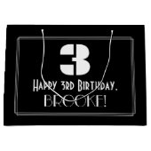 3e verjaardag ~ Art Deco Geïnspireerde look "3" +  Groot Cadeauzakje (Voorkant)