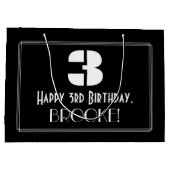 3e verjaardag ~ Art Deco Geïnspireerde look "3" +  Groot Cadeauzakje (Achterkant)