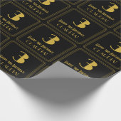 3e verjaardag ~ Art Deco Geïnspireerde look "3", n Cadeaupapier (Hoek)