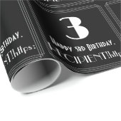 3e verjaardag - Art Deco Geïnspireerde look "3", n Cadeaupapier (Rol Hoek)