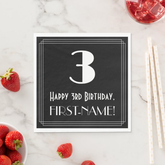 3e verjaardag ~ Art Deco Geïnspireerde look "3", n Servet (Insitu)