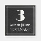 3e verjaardag ~ Art Deco Geïnspireerde look "3", n Servet (Voorkant)
