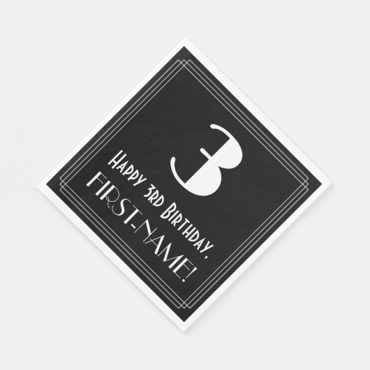 3e verjaardag ~ Art Deco Geïnspireerde look "3", n Servet (Hoek)