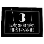 3e verjaardag: Art Deco geïnspireerde stijl "3", n Groot Cadeauzakje (Achterkant)