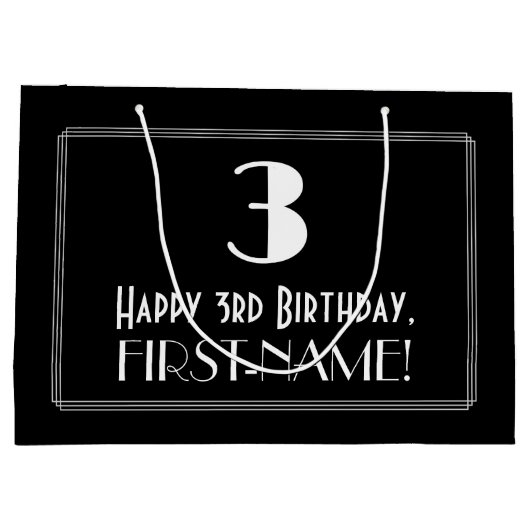 3e verjaardag: Art Deco geïnspireerde stijl "3", n Groot Cadeauzakje (Achterkant)