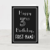 3e verjaardag: Art Deco Style # 3 & Custom Name Kaart (Voorkant)