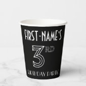 3e verjaardag: Art Deco Style + aangepaste naam Papieren Bekers (Achterkant)