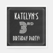 3e verjaardag: Art Deco Style + aangepaste naam Servet (Voorkant)