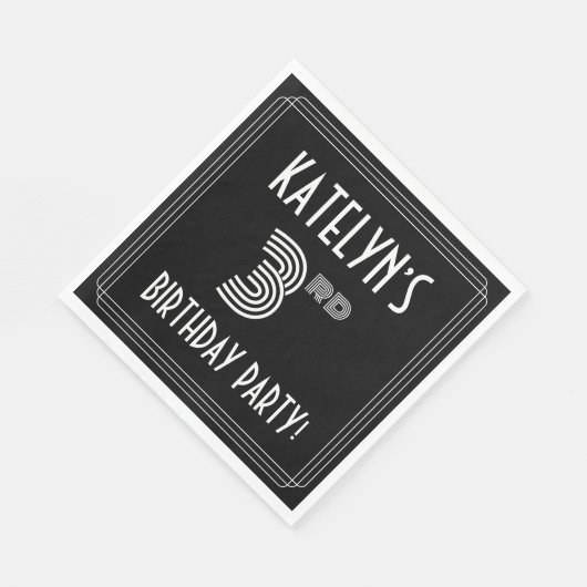 3e verjaardag: Art Deco Style + aangepaste naam Servet (Hoek)