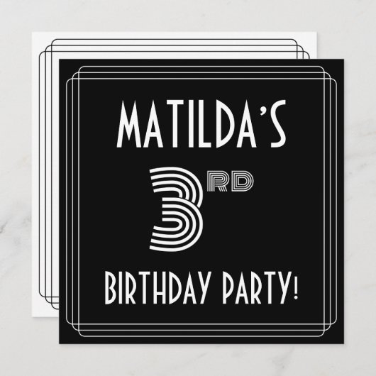 3e verjaardag: Art Deco Style met aangepaste naam Kaart (Voorkant / Achterkant)