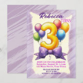 3e verjaardag ballon thema kaart (Voorkant / Achterkant)