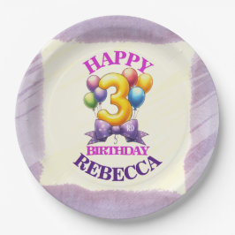 3e verjaardag ballon thema papieren bordje