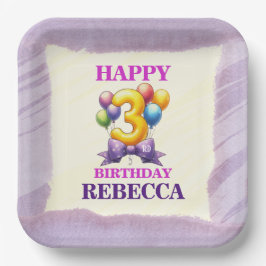 3e Verjaardag Ballon Thema Party Papier Bord