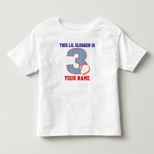 3e verjaardag Baseball gepersonaliseerd T-shirt (Voorkant)