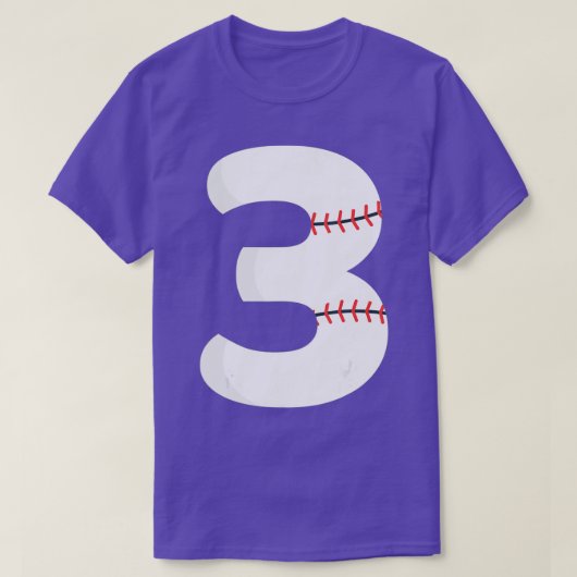 3e verjaardag Baseball nummer drie 3 jaar oud T-shirt (Design voorkant)