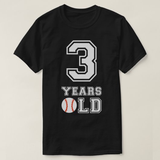 3e verjaardag Baseball nummer drie 3 jaar oud T-shirt (Design voorkant)