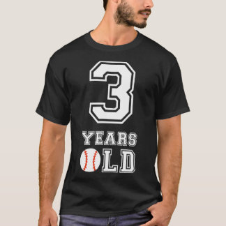 3e verjaardag Baseball nummer drie 3 jaar oud T-shirt