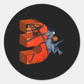 3e Verjaardag Basketbal Dinosaurus Boy Gifts Slam  Ronde Sticker (Voorkant)