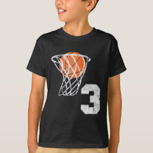 3e verjaardag basketbal drie 3 jaar oud jongens Ki T-shirt