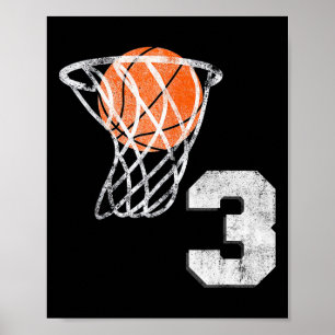 3e verjaardag basketbal drie 3 jaar oude jongens k poster