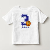 3e verjaardag basketbal gepersonaliseerd kinder shirts (Voorkant)