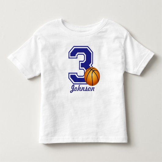 3e verjaardag basketbal gepersonaliseerd kinder shirts (Voorkant)