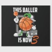 3e verjaardag Basketball Player Funny 3 Yo Cadeaupapier (Vlak)