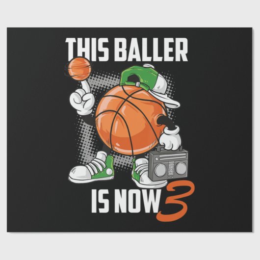 3e verjaardag Basketball Player Funny 3 Yo Cadeaupapier (Vlak)