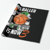 3e verjaardag Basketball Player Funny 3 Yo Cadeaupapier (Uitgerold)