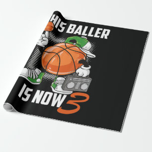 3e verjaardag Basketball Player Funny 3 Yo Cadeaupapier