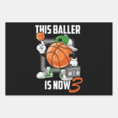 3e verjaardag Basketball Player Funny 3 Yo Inpakpapier Vel (Voorkant 3)
