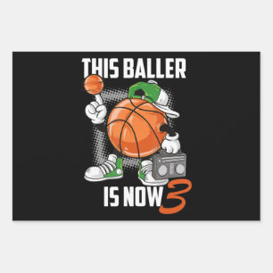 3e verjaardag Basketball Player Funny 3 Yo Inpakpapier Vel