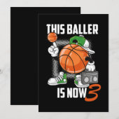 3e verjaardag Basketball Player Funny 3 Yo Kaart (Voorkant / Achterkant)