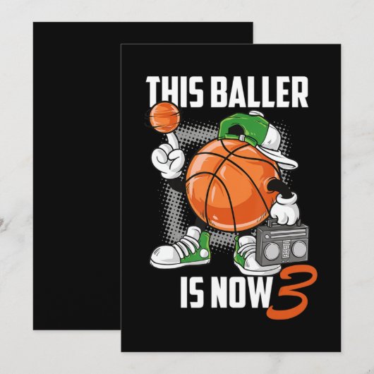 3e verjaardag Basketball Player Funny 3 Yo Kaart (Voorkant / Achterkant)