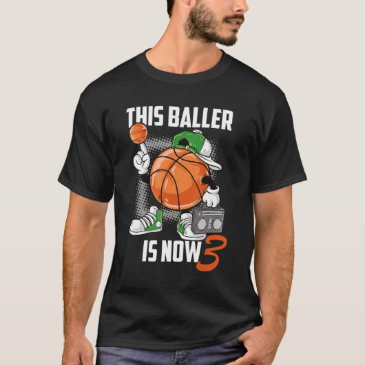 3e verjaardag Basketball Player Funny 3 Yo T-shirt (Voorkant)