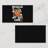 3e verjaardag Basketball Player Funny 3 Yo Visitekaartje (Voorkant / Achterkant)