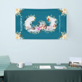 3e verjaardag Blauwgroen foto Collage Blue Yellow Spandoek (Beurs)