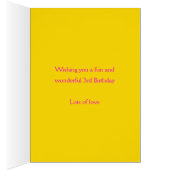 3e verjaardag bloem aangepast paars roze (Binnen (Rechts))