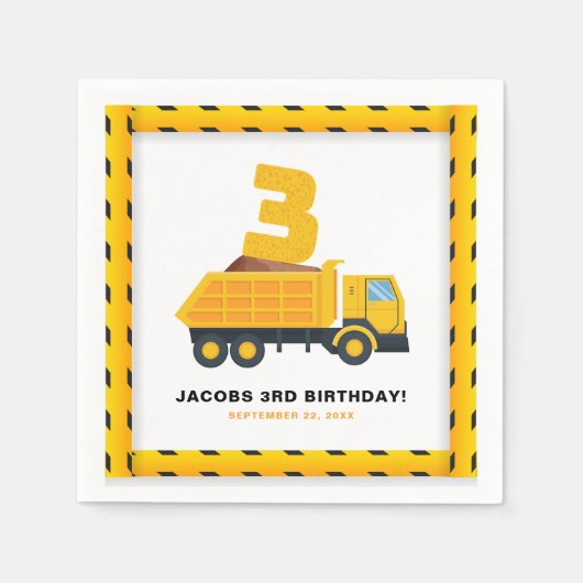 3e Verjaardag Bouw Party Servetten (Voorkant)