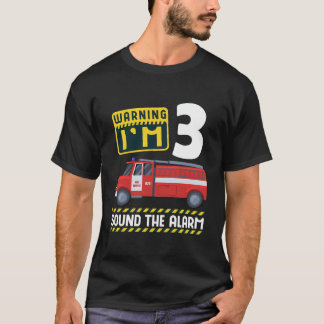 3e verjaardag brandweerauto brandweerman 3 jaar t-shirt
