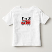 3e verjaardag brandweerauto kinder shirts (Voorkant)