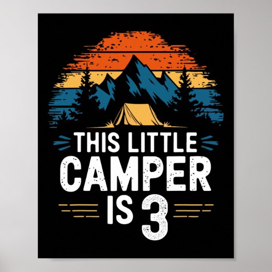 3e verjaardag camping shirt voor 3 jaar oude kinde poster (Voorkant)