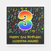 3e verjaardag - Colorful Music Symbols, Regenboog  Servet (Voorkant)