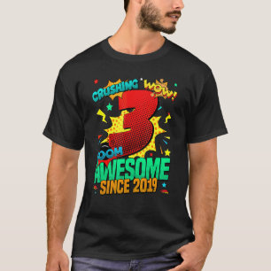 3e verjaardag Comic Style Geweldige sinds 2019 3 j T-shirt